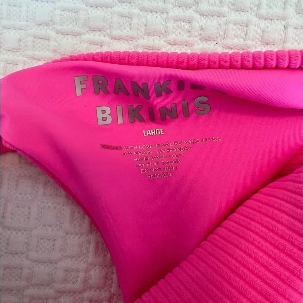 Frankies Bikinis Sky Ribbed Bikini Bottom in Pink Punch NWT